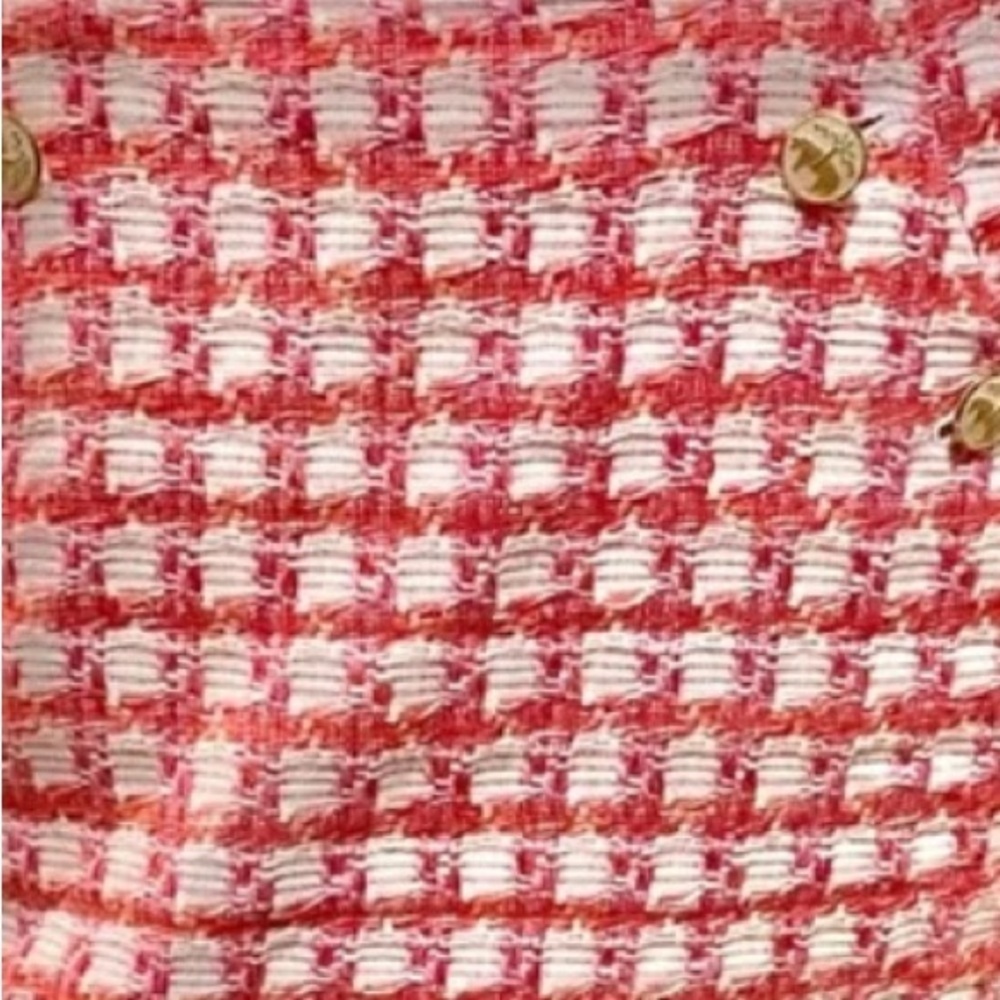 Y2K Brooks Brothers Tweed Boucle Plaid A-line Mini pink Orange White Skirt M - Picture 10 of 10